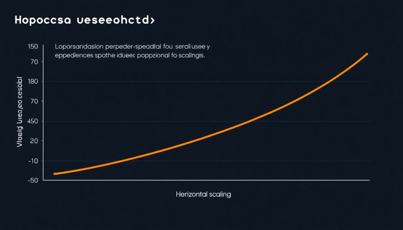 A graph showing exponential user growth and the need for scaling, with two paths representing vertical and horizontal scaling.