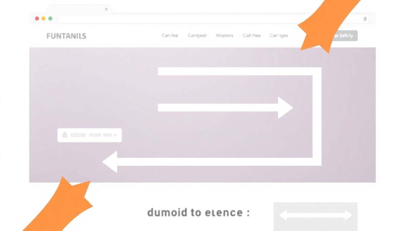 A website layout with arrows showing the visual hierarchy, guiding the user's gaze from one element to another.