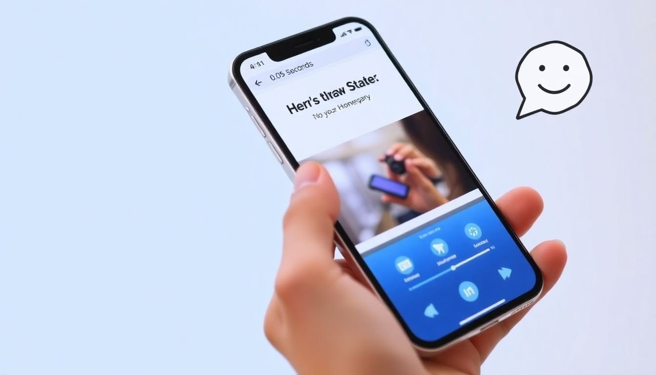 A person's hand holding a smartphone, swiping to a website's homepage, with a timer showing 0.5 seconds, and a thought bubble showing a positive or negative reaction.