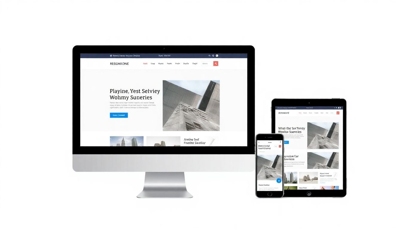 A responsive website design, showing the layout on both desktop and mobile devices.