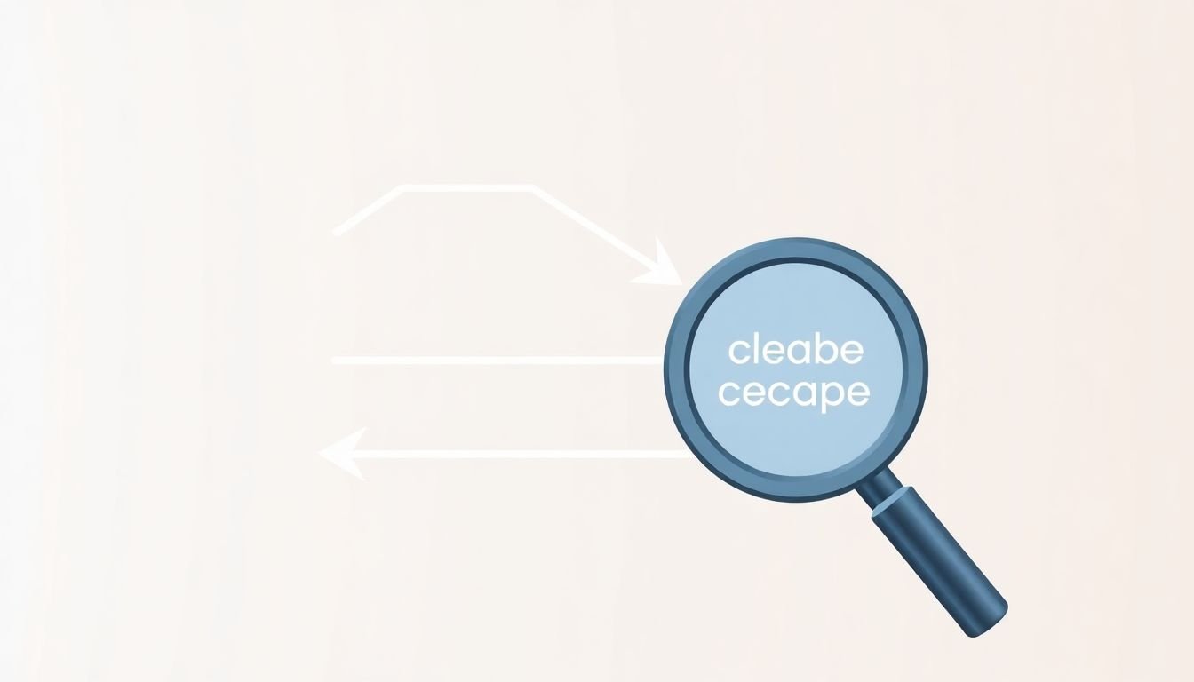 An illustration of a website's internal linking structure, with arrows connecting different pages and a magnifying glass highlighting relevant anchor text.