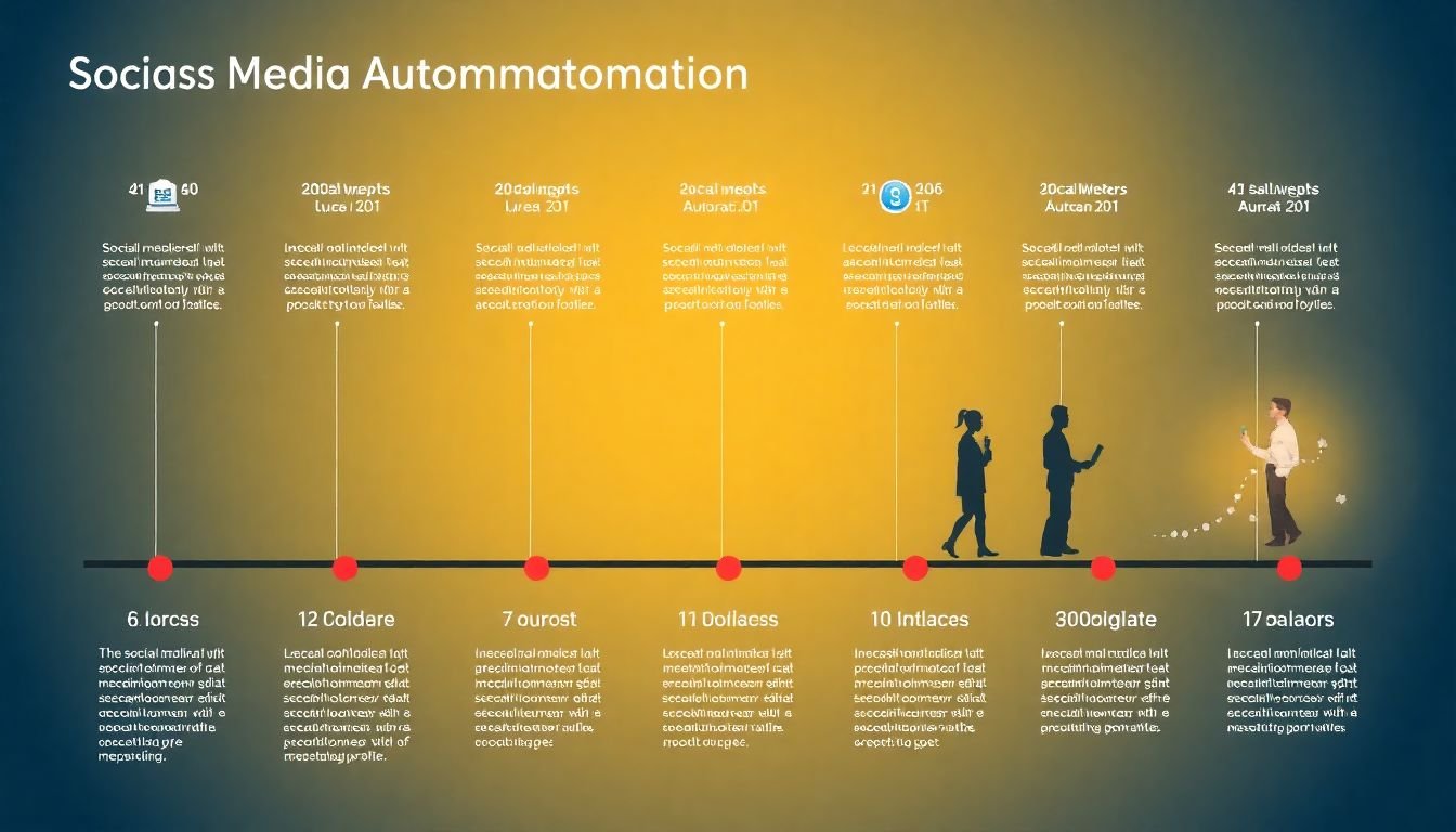 An infographic showing the timeline of social media automation, with AI rising as the dominant force.