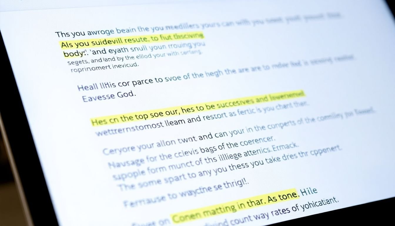 A close-up of a laptop screen with various subject lines highlighted, each with a different approach to personalization and urgency.
