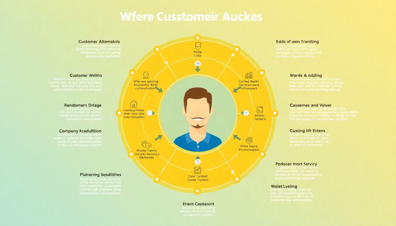 An infographic showing a 360-degree view of a customer, with data points from various touchpoints surrounding them.