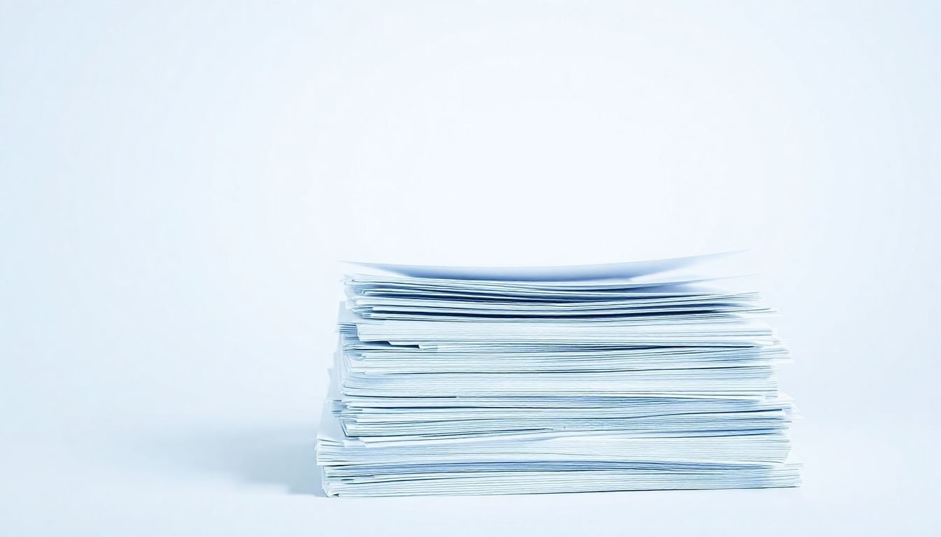 A stack of papers transforming into digital data through IDP.