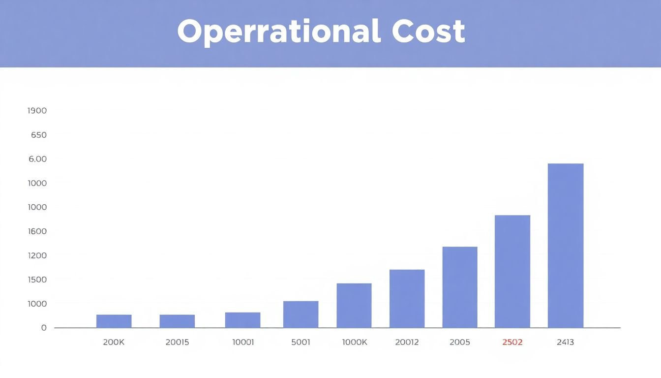 A bar graph showing the breakdown of operational costs, with inefficiencies highlighted in red.