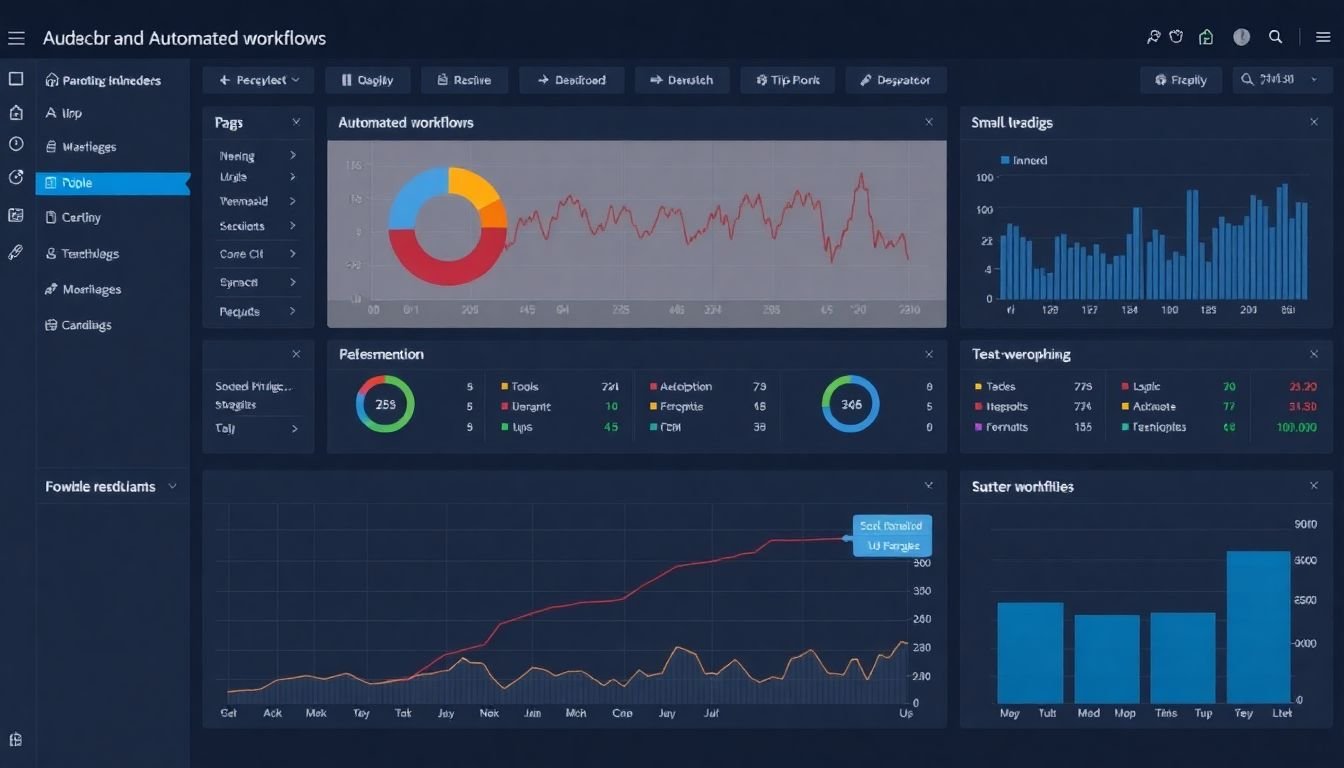 A dashboard filled with graphs and charts, showing the performance of automated workflows.