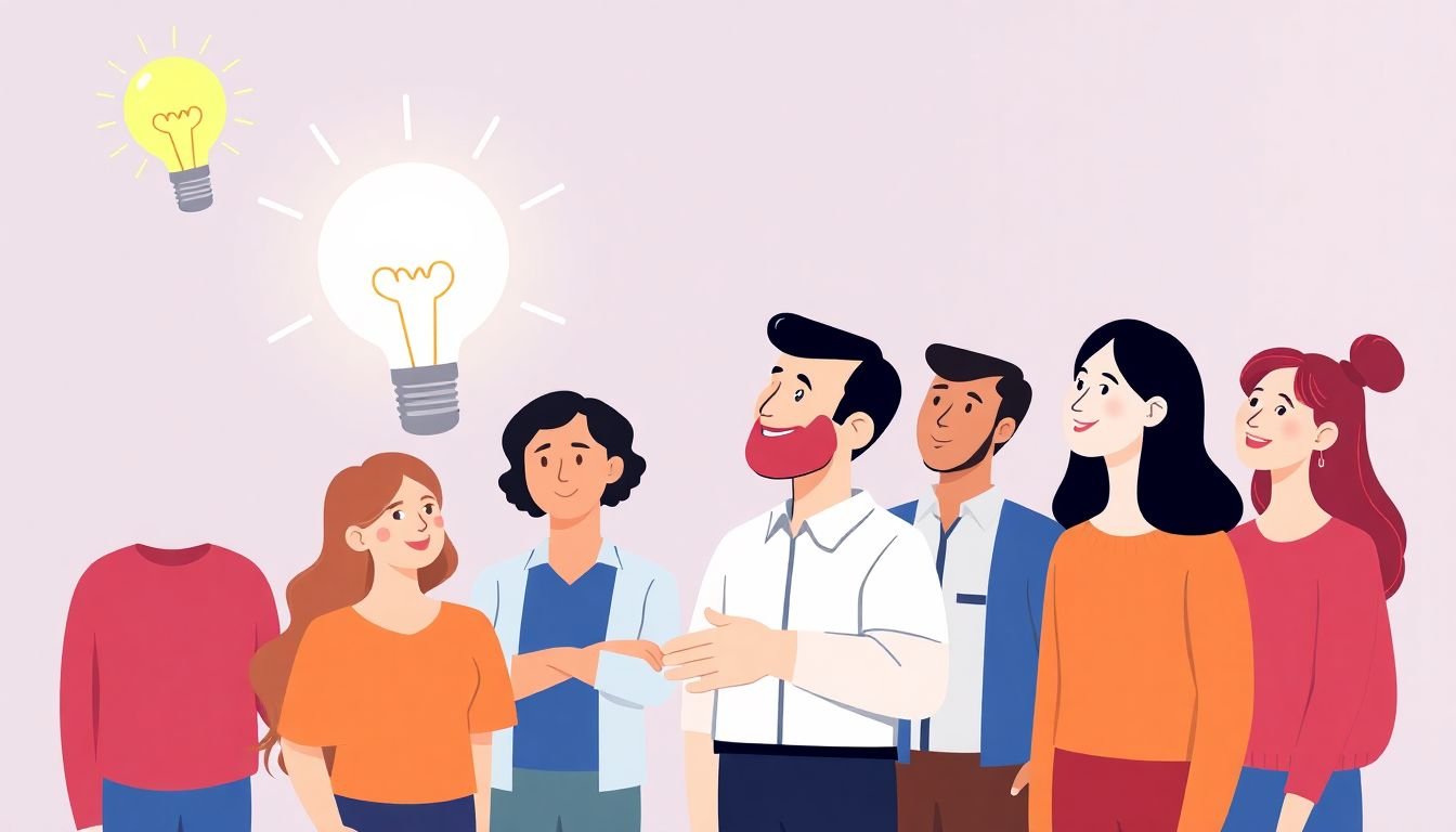 A lightbulb moment illustration with a diverse group of people representing different buyer personas.