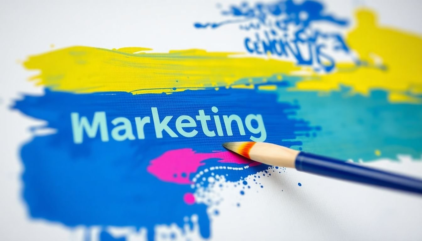 A paintbrush painting a personalized marketing message on a canvas with data-driven insights as the backdrop.