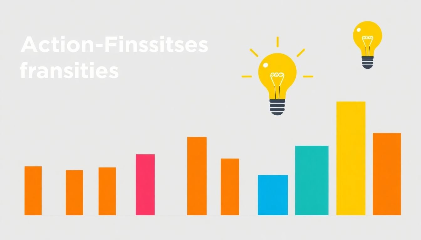 A bar graph or pie chart displaying actionable business insights, with a lightbulb icon signifying the 'aha!' moment of discovering valuable data.