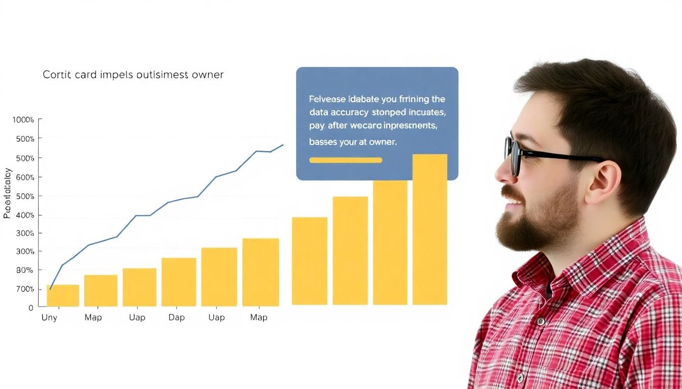 A graph showing a dramatic increase in data accuracy after AI implementation, with a satisfied business owner looking at the results.