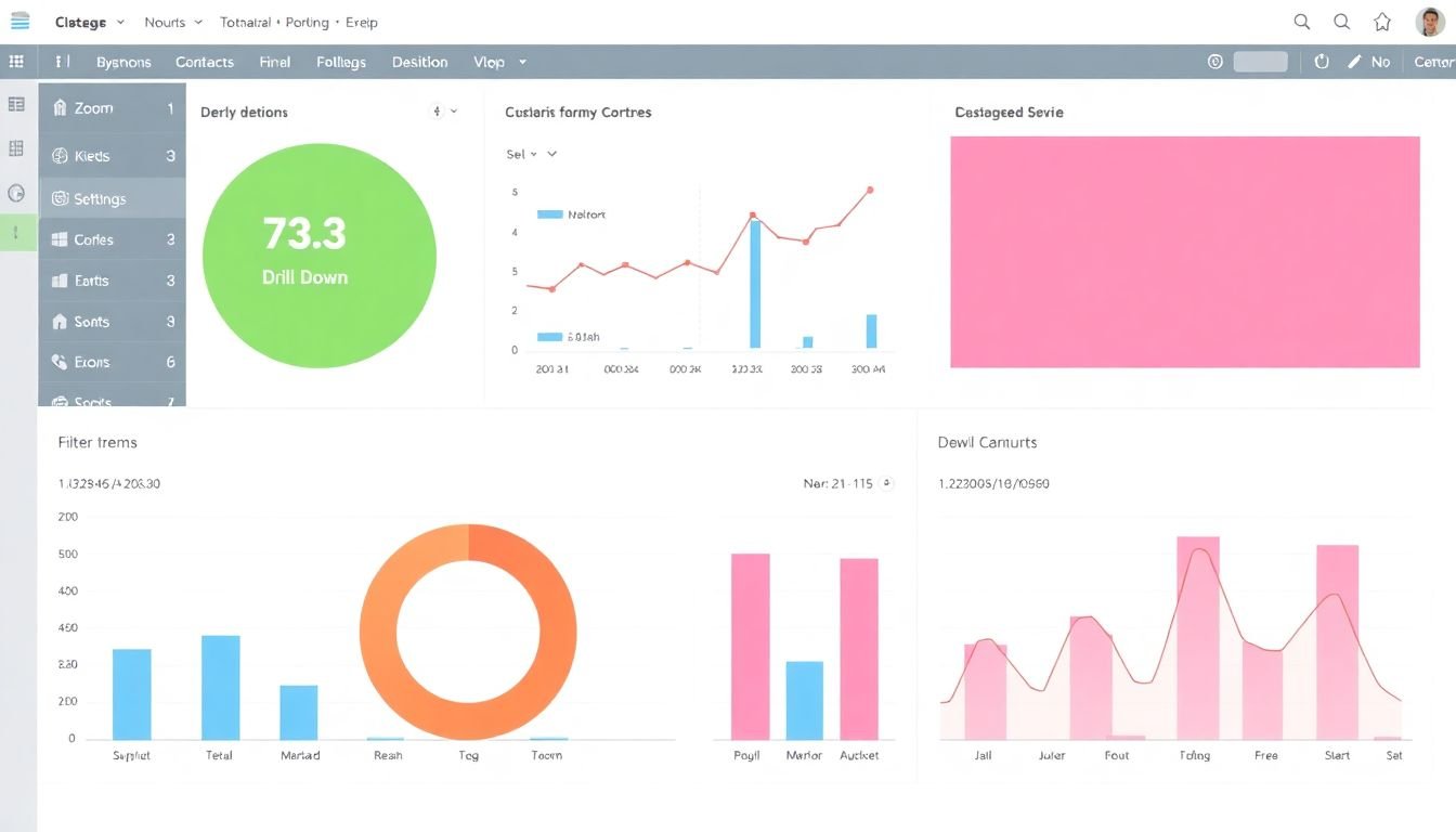 A screenshot of an interactive dashboard with zooming, filtering, and drill-down functionality.