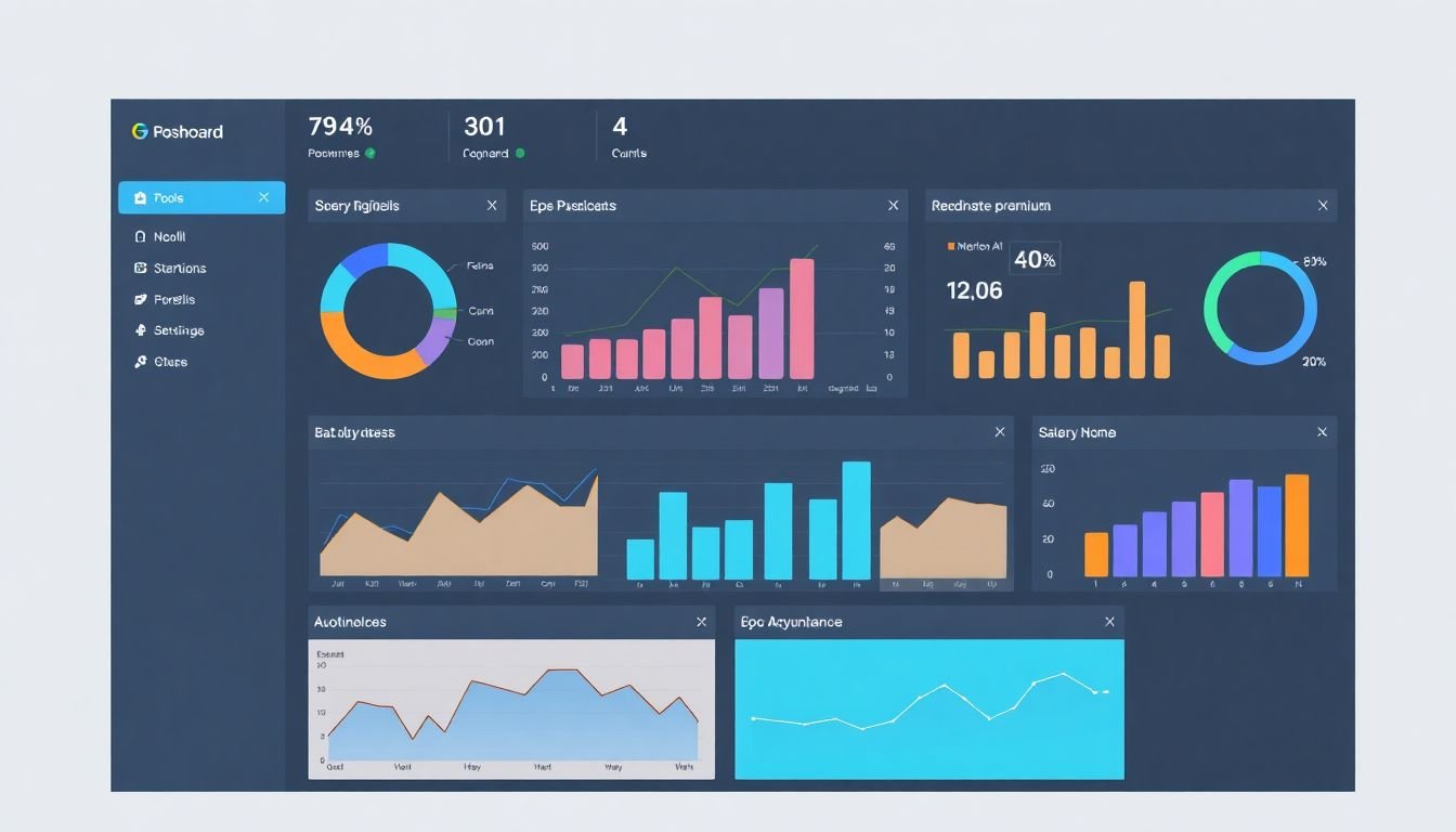A mockup of a well-designed business intelligence dashboard with clear data visualizations and a clean layout.