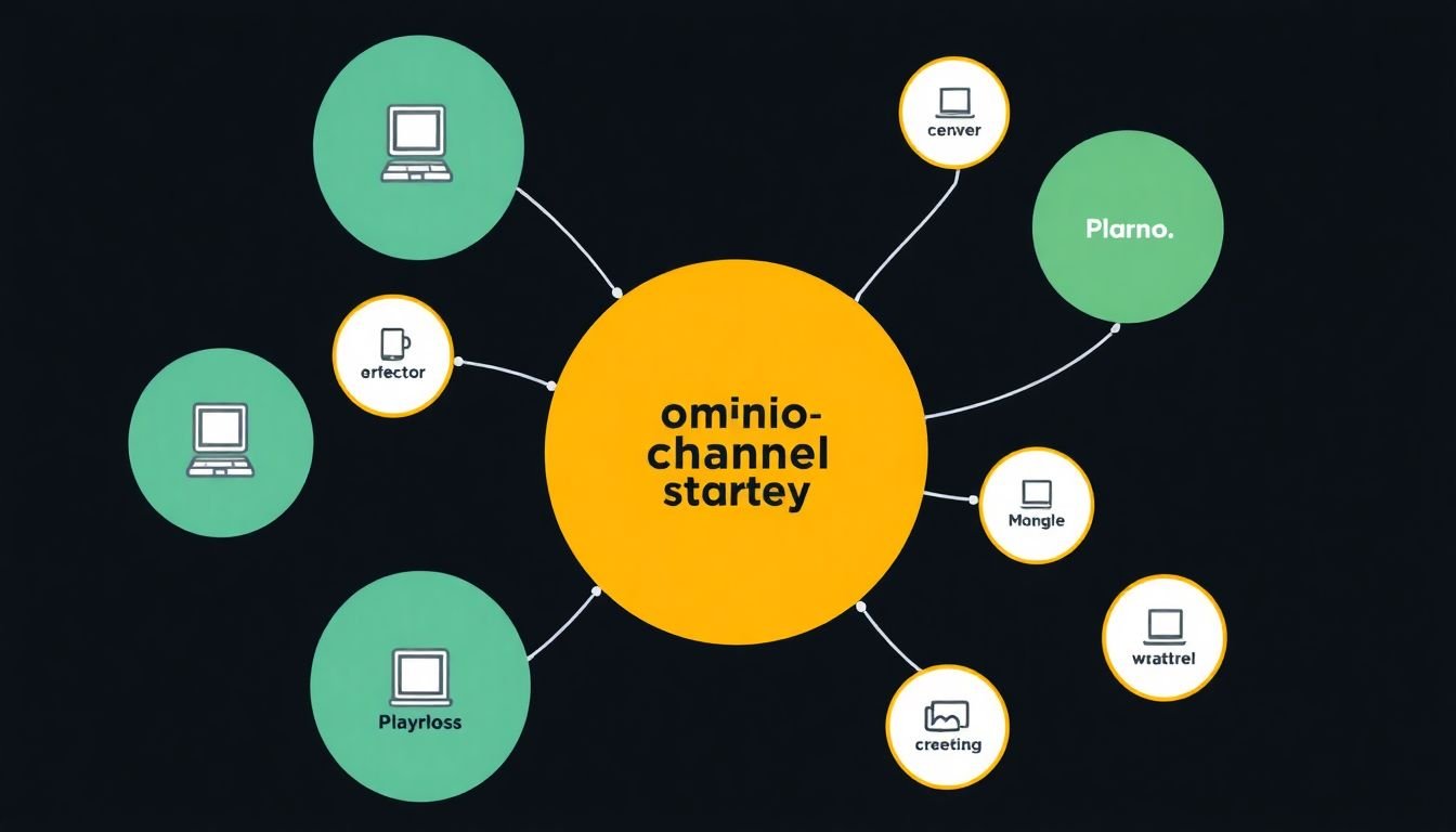 A visual representation of an omnichannel strategy, showing interconnected paths of customer journey across various platforms.